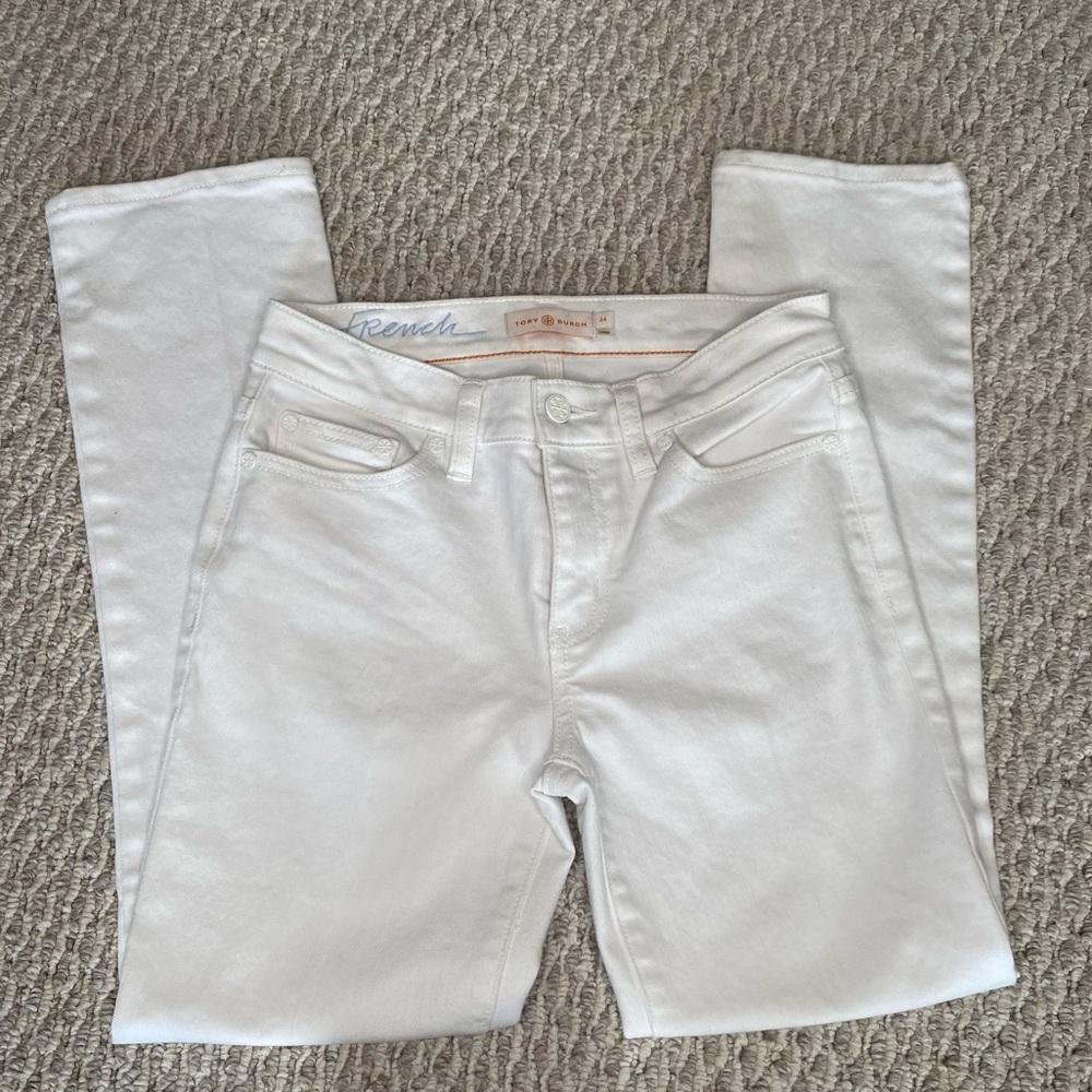 TORY BURCH WHITE STRAIGHT LEG JEAN SIZE 24